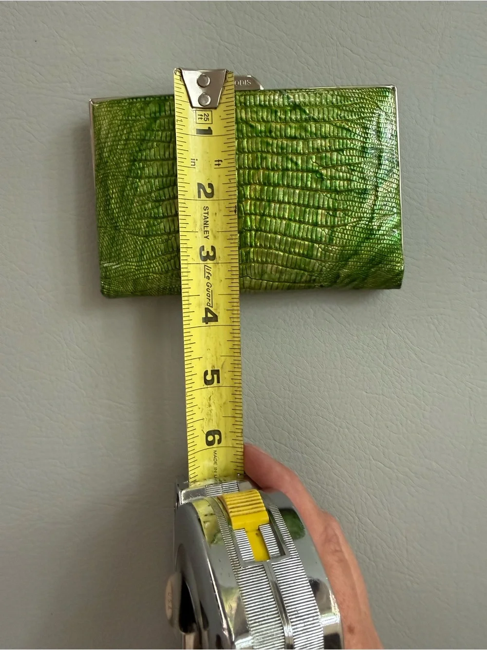 Lodis Green Metallic Crocodile Embossed Frame Clutch Mini Wallet